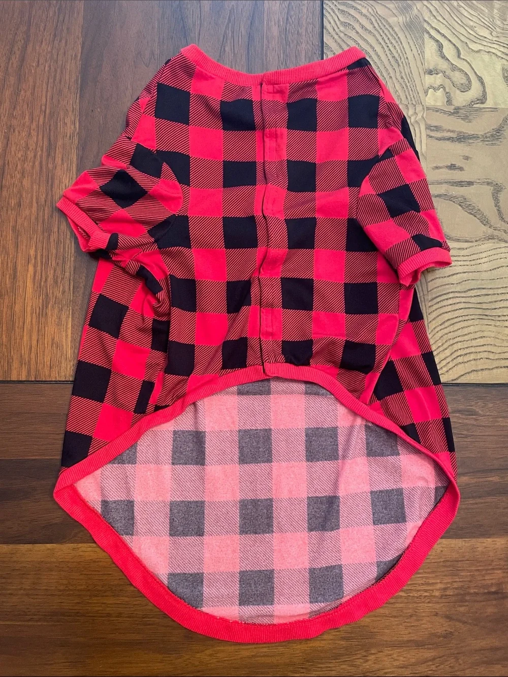 Red & Black Buffalo Plaid Dog Tee - Cozy Velcro closure C33